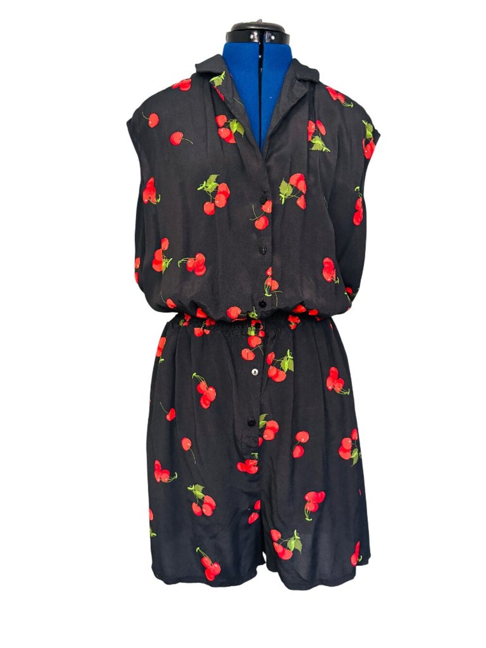 Modcloth Black Cherry Collared Romper